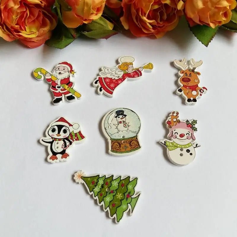 Mix Christmas Wooden Buttons - Kaiju Mafia