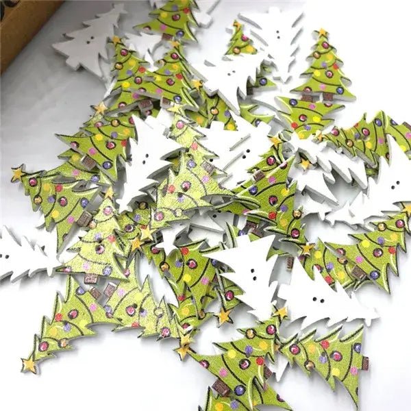 Mixed Wood Christmas Buttons - Kaiju Mafia