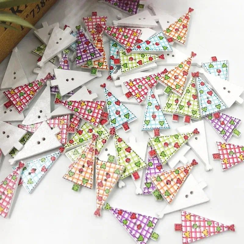 Mixed Wood Christmas Buttons - Kaiju Mafia