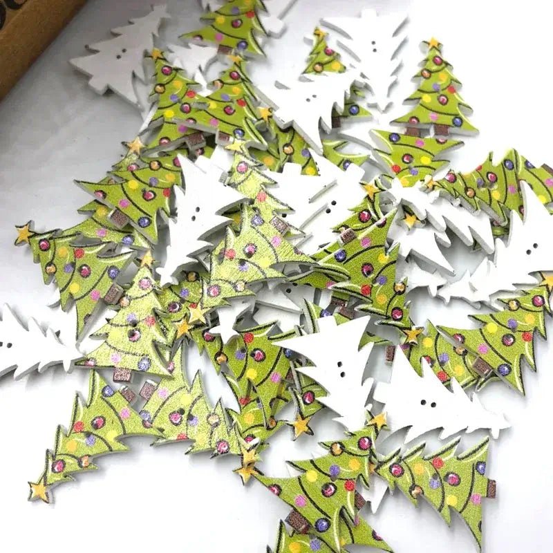 Mixed Wood Christmas Buttons - Kaiju Mafia