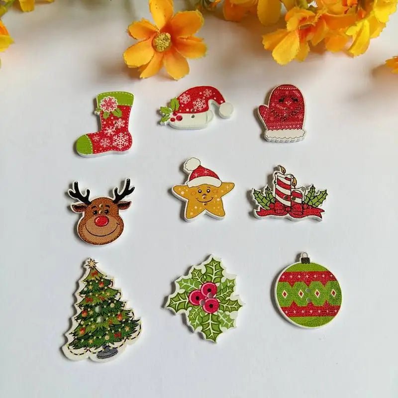 Mix Christmas Wooden Buttons - Kaiju Mafia