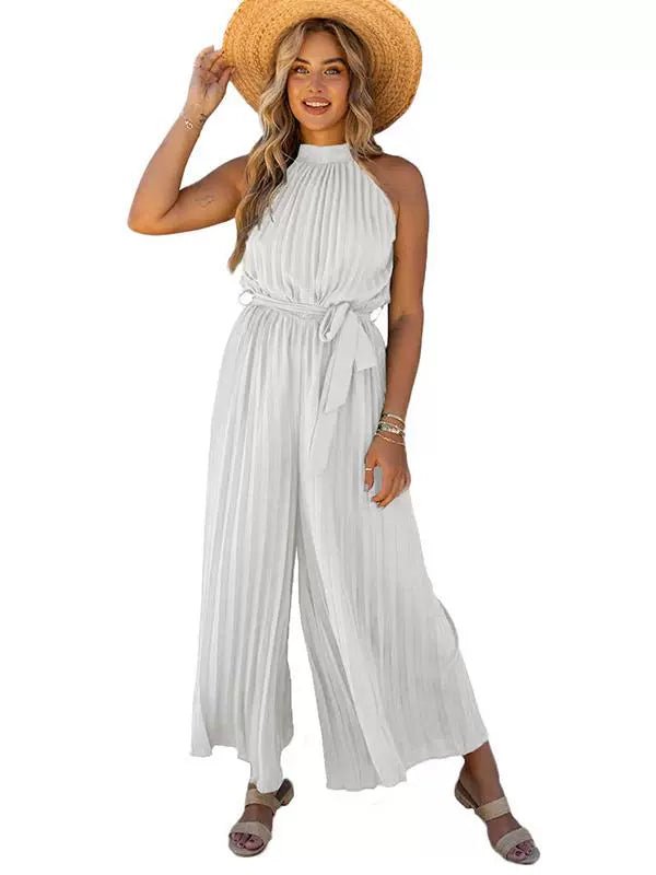 2024 Summer New Arrival Pure Color Halter Jumpsuit Women&
