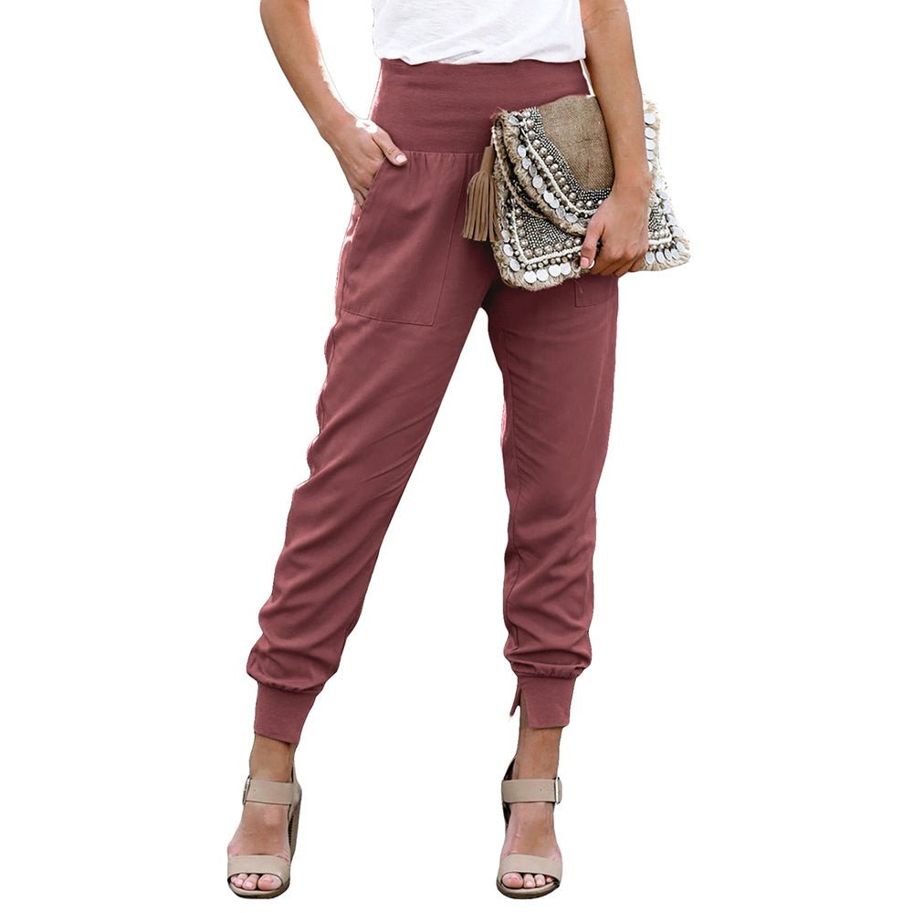 High Waist Nine Points European and American Fashion Minimalist Loose - Fit Tappered Trousers - Kaiju Mafia