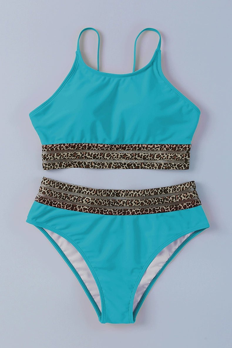2024 Summer Leopard Print Print Separates Swimsuit Fashion with Chest Pad Wireless Cup Triangle Bikini Swimsuit Two - Piece Suit - Kaiju Mafia