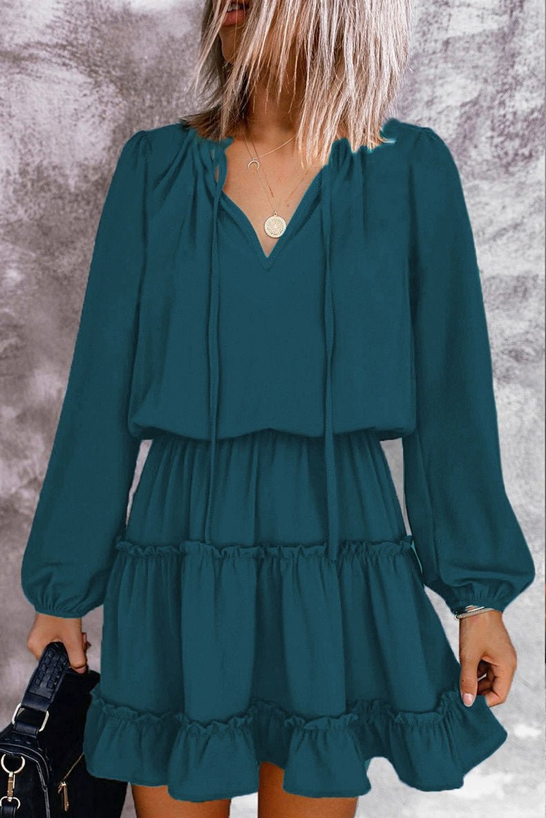 2024 Autumn Solid Color Thin Jumpsuit Skirt Fashion Slim Looking Temperament Commute Pullover Loose Knee - Length Dress Women - Kaiju Mafia