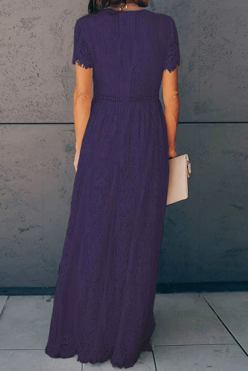 V Neck Fashion White Fairy Lace Dress Short Sleeve - Kaiju Mafia