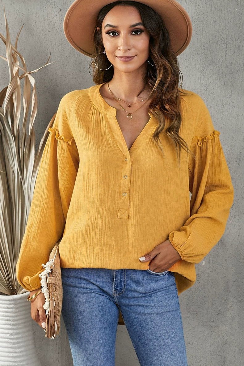 Fall New Arrival Pure Color Long Sleeves T-Shirt Female 2024 Special - Interest Design Casual Loose Plus Size Bottoming Shirt Tops V Neck Tide - Kaiju Mafia