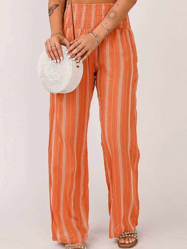 Stripes Personality Slim Fit High Waist Thin Straight - leg Casual Pants - Kaiju Mafia