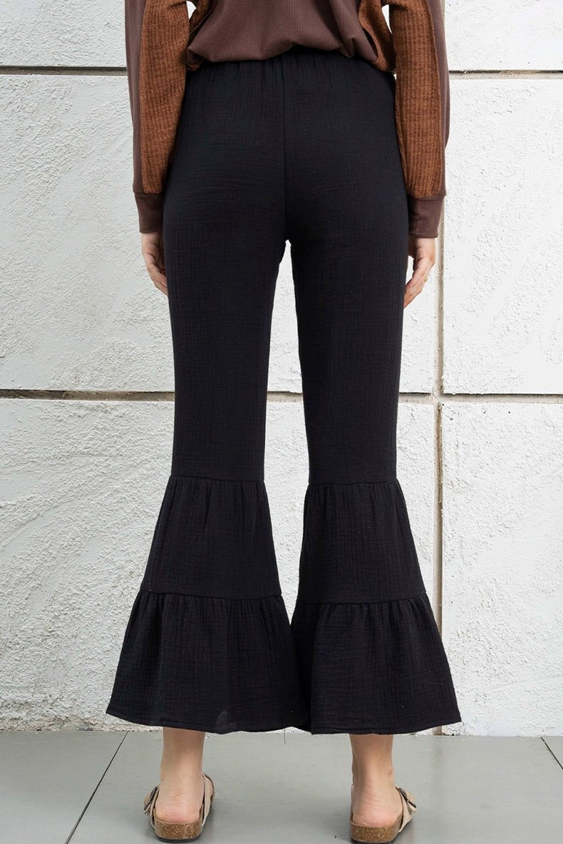 Black Fashion Fashion Ruffles Thin Women&