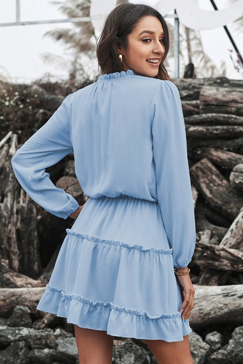 2024 Autumn Solid Color Thin Jumpsuit Skirt Fashion Slim Looking Temperament Commute Pullover Loose Knee - Length Dress Women - Kaiju Mafia