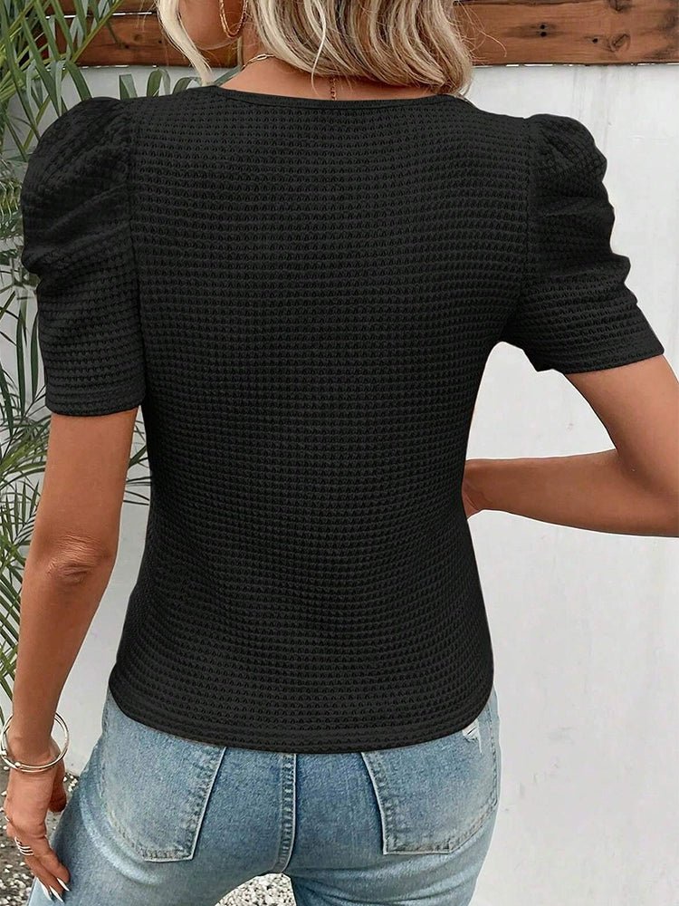 Waffle Fashion Summer Fashion Top T-shirt with Short Sleeves - Kaiju Mafia