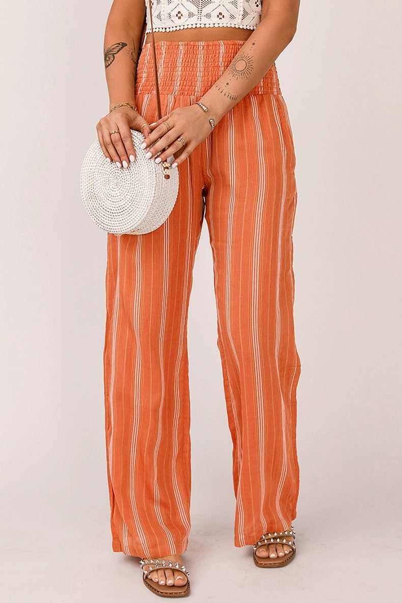Stripes Personality Slim Fit High Waist Thin Straight - leg Casual Pants - Kaiju Mafia