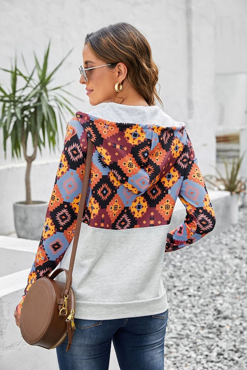 Special Offer Fashion Pullover Hooded Long Sleeve Sweater Women 2024 Autumn Plaid Printed Stitching Warm Tops Women - Kaiju Mafia