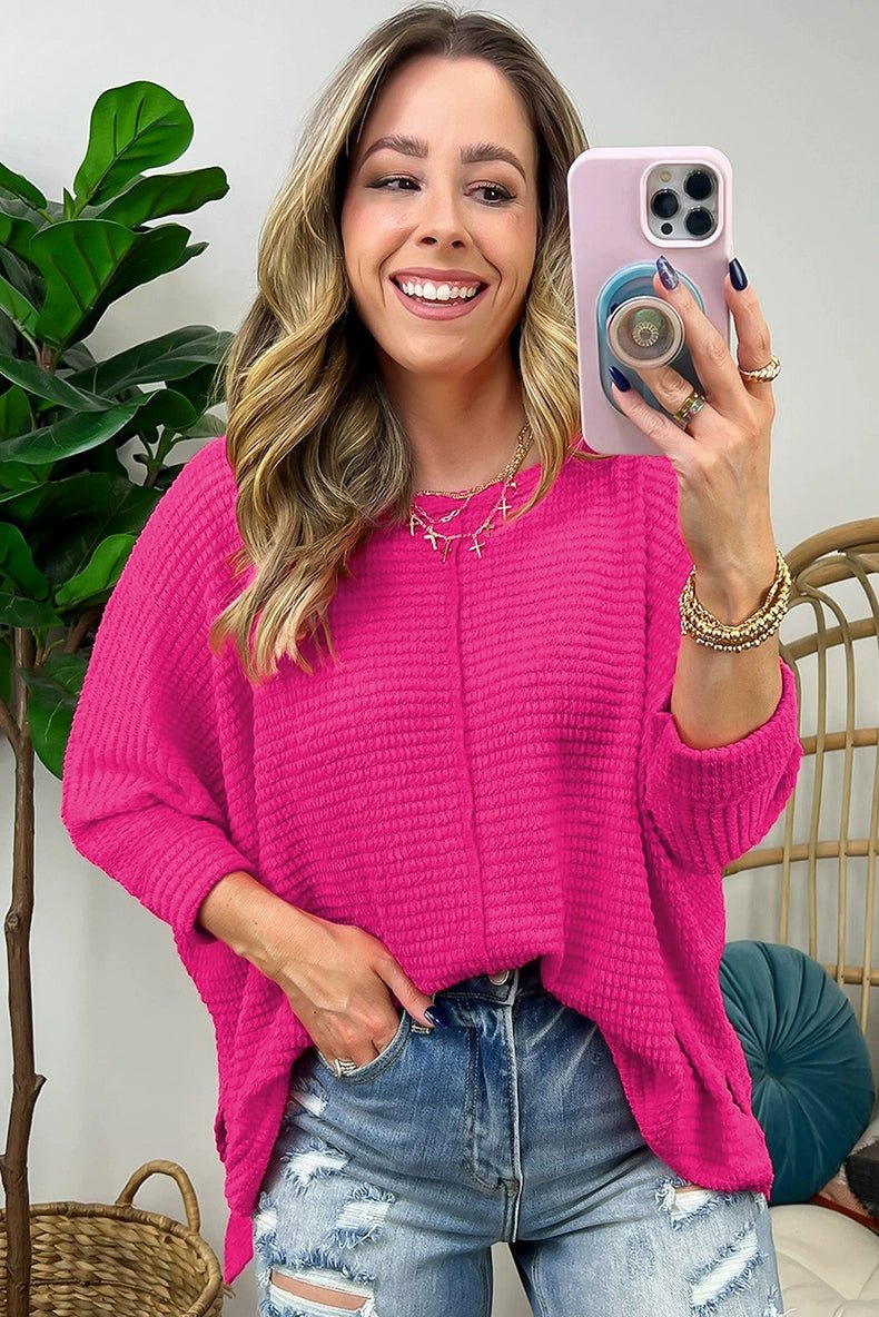 2024 Spring New Arrival Solid Color Pullover Long Sleeve T-shirt Female Fashion Loose Casual Texture Knitting round Neck Tops Female - Kaiju Mafia