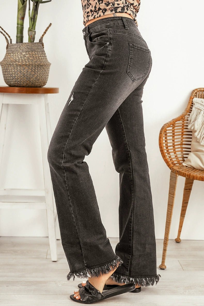 2024 Pure Color Washed Denim Women Fashion Idle Style Loose Cool Casual High Waist Straight - Leg Pants Women - Kaiju Mafia