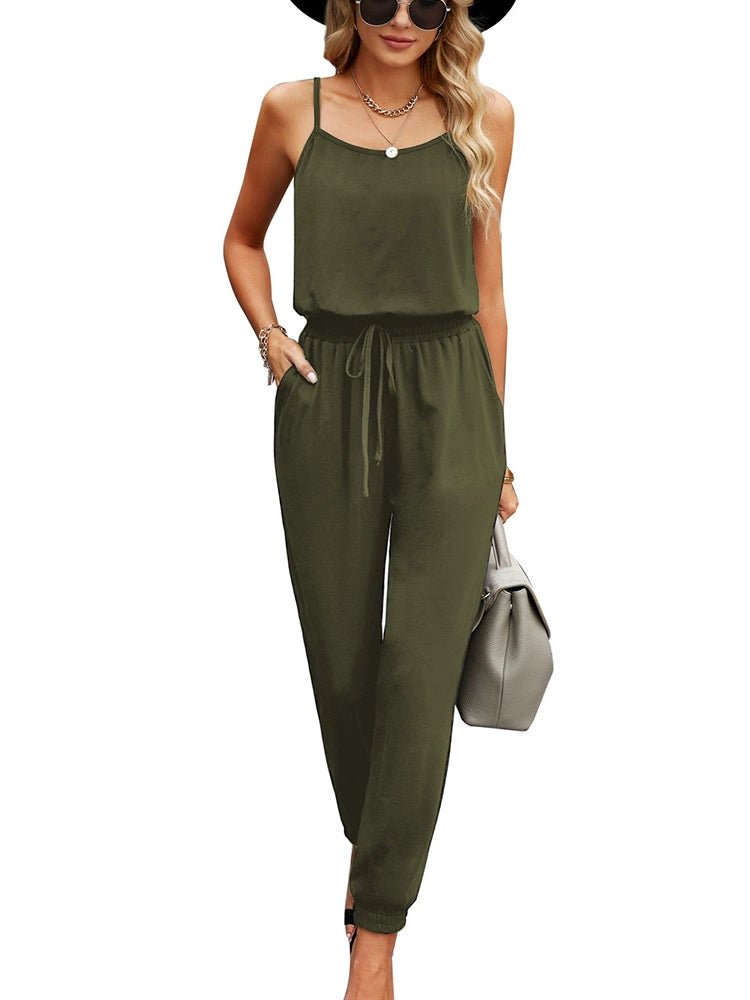 Elastic Waist Fashion Fashion Black Silm Ankle Strap - Kaiju Mafia