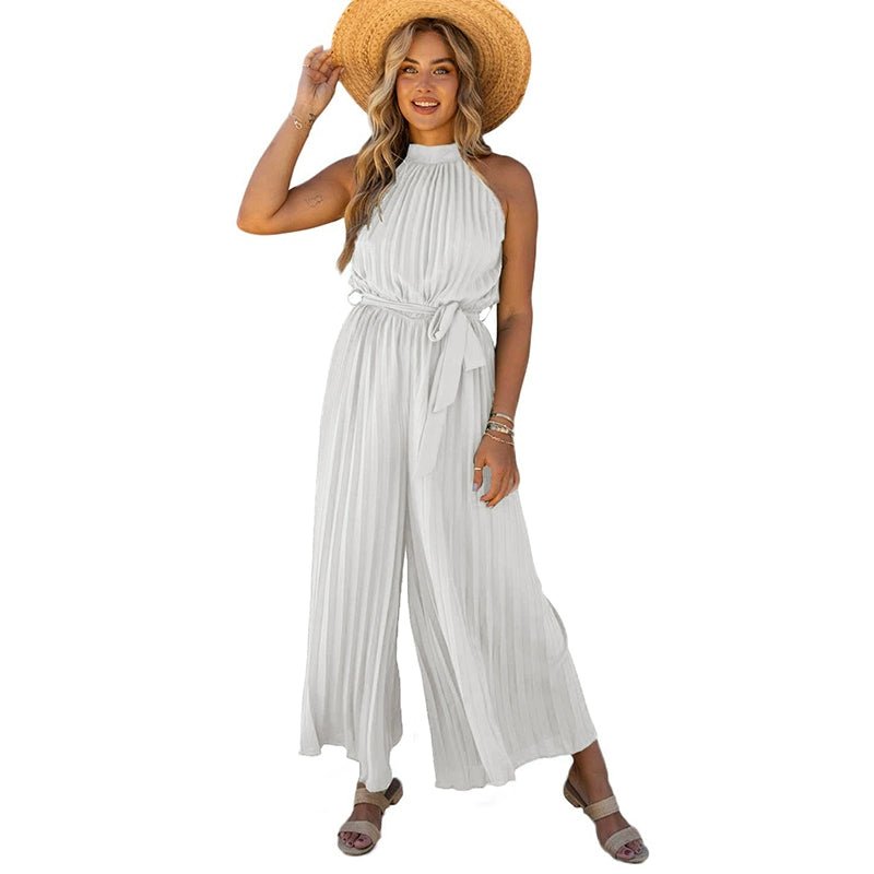 2024 Summer New Arrival Pure Color Halter Jumpsuit Women&