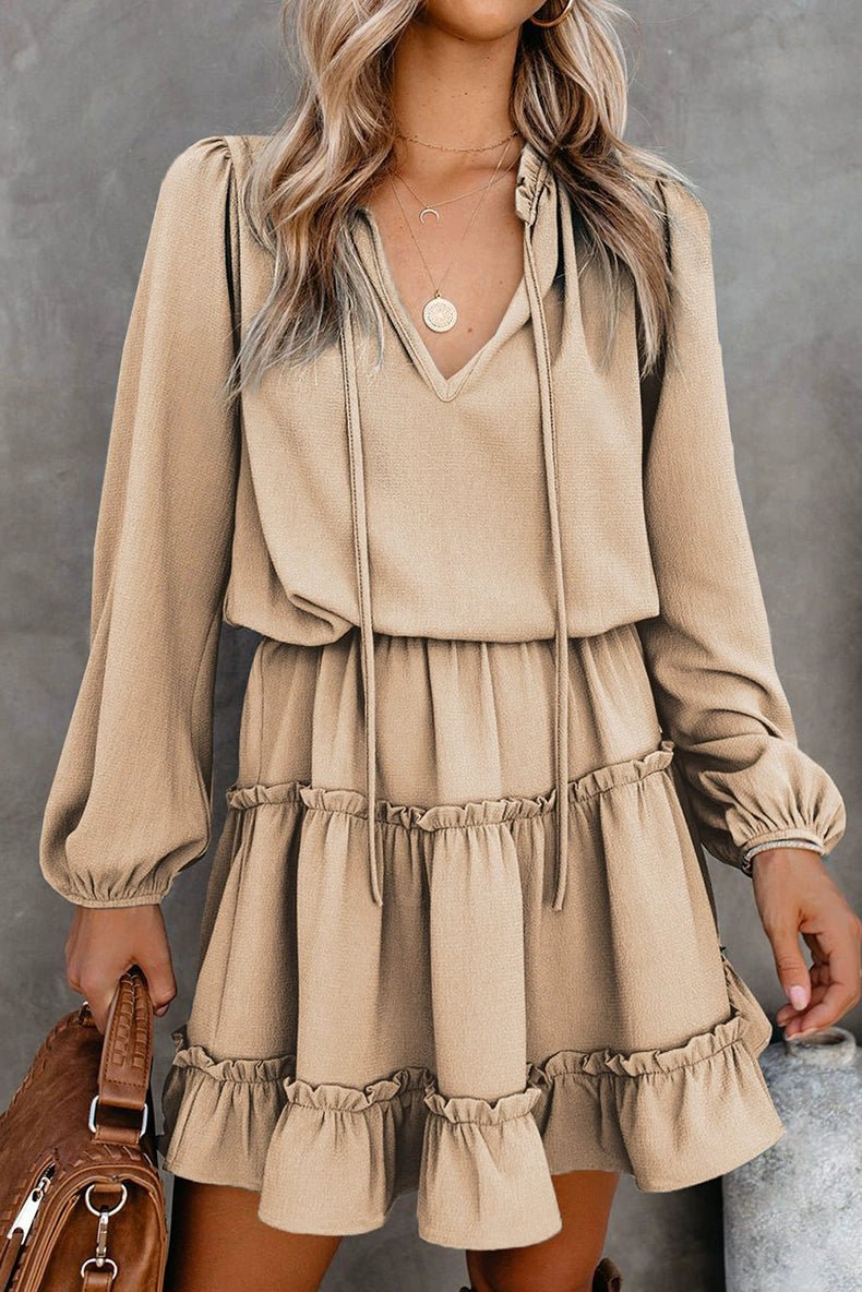 2024 Autumn Solid Color Thin Jumpsuit Skirt Fashion Slim Looking Temperament Commute Pullover Loose Knee - Length Dress Women - Kaiju Mafia