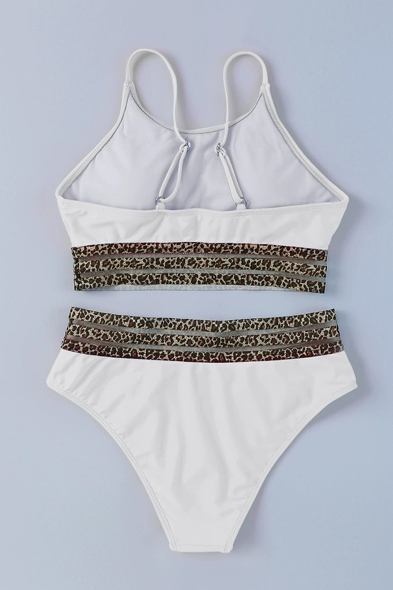 2024 Summer Leopard Print Print Separates Swimsuit Fashion with Chest Pad Wireless Cup Triangle Bikini Swimsuit Two - Piece Suit - Kaiju Mafia