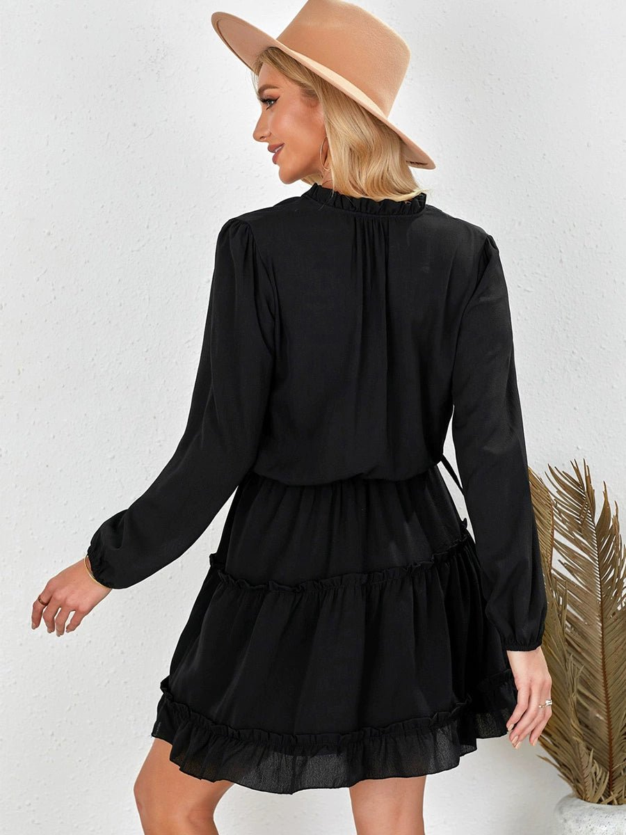 2024 Autumn Solid Color Thin Jumpsuit Skirt Fashion Slim Looking Temperament Commute Pullover Loose Knee - Length Dress Women - Kaiju Mafia