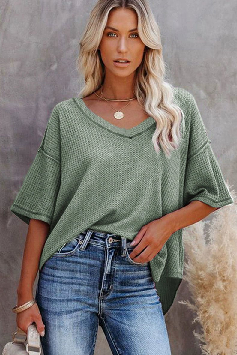 Dilamon New Arrival Pure Color Casual Half Sleeve Shirt Women&