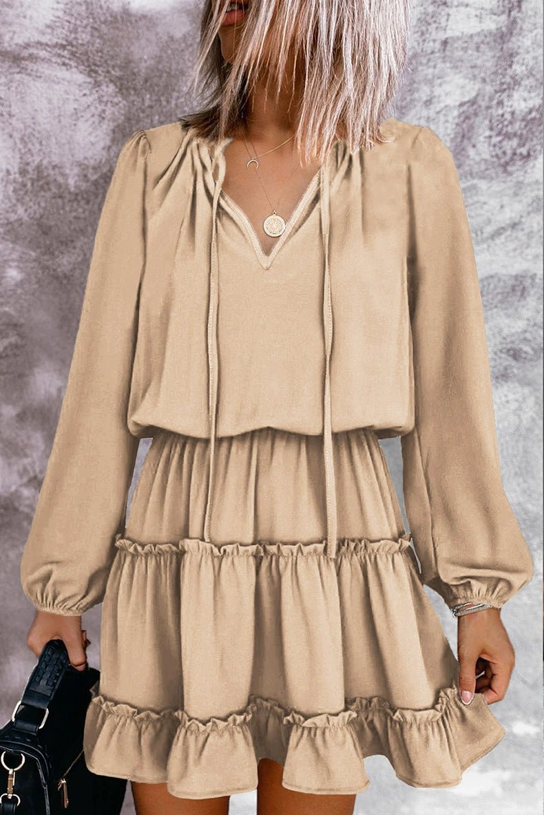 2024 Autumn Solid Color Thin Jumpsuit Skirt Fashion Slim Looking Temperament Commute Pullover Loose Knee - Length Dress Women - Kaiju Mafia