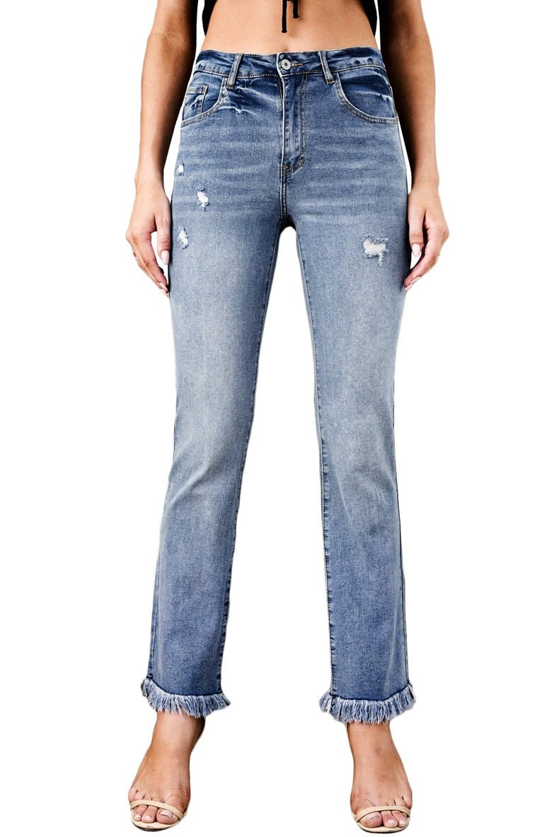 2024 Pure Color Washed Denim Women Fashion Idle Style Loose Cool Casual High Waist Straight - Leg Pants Women - Kaiju Mafia