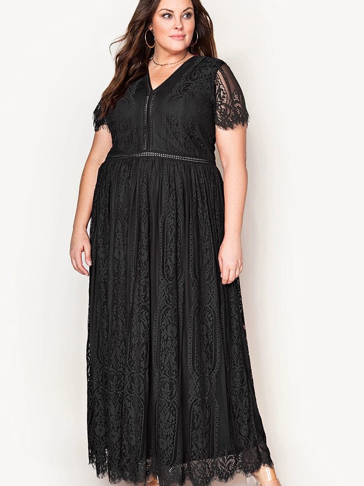 V Neck Fashion White Fairy Lace Dress Short Sleeve - Kaiju Mafia