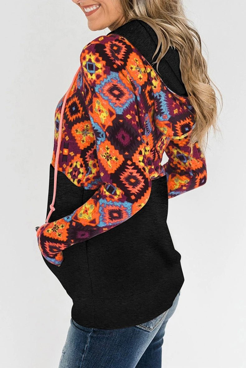 Special Offer Fashion Pullover Hooded Long Sleeve Sweater Women 2024 Autumn Plaid Printed Stitching Warm Tops Women - Kaiju Mafia