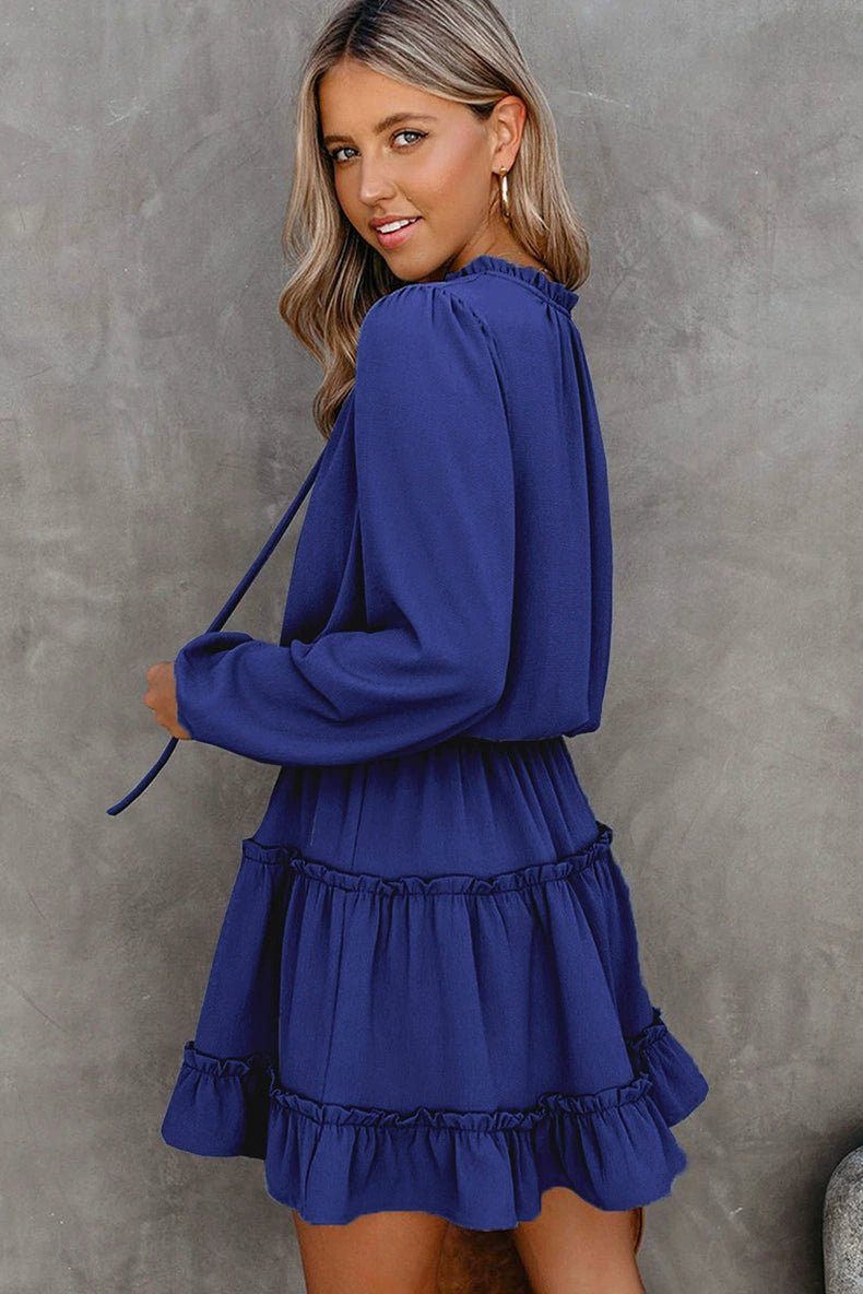 2024 Autumn Solid Color Thin Jumpsuit Skirt Fashion Slim Looking Temperament Commute Pullover Loose Knee - Length Dress Women - Kaiju Mafia