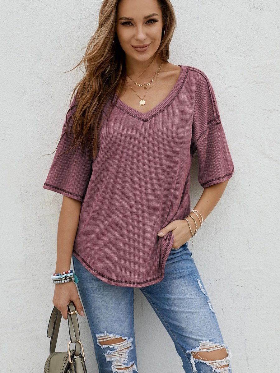 Dilamon New Arrival Pure Color Casual Half Sleeve Shirt Women&