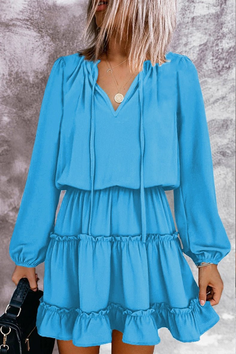 2024 Autumn Solid Color Thin Jumpsuit Skirt Fashion Slim Looking Temperament Commute Pullover Loose Knee - Length Dress Women - Kaiju Mafia