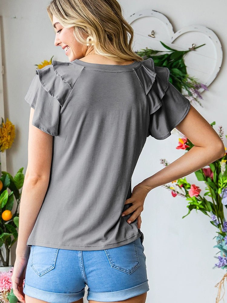 Pleated Summer Silm Thin Top T-shirt with Short Sleeves - Kaiju Mafia