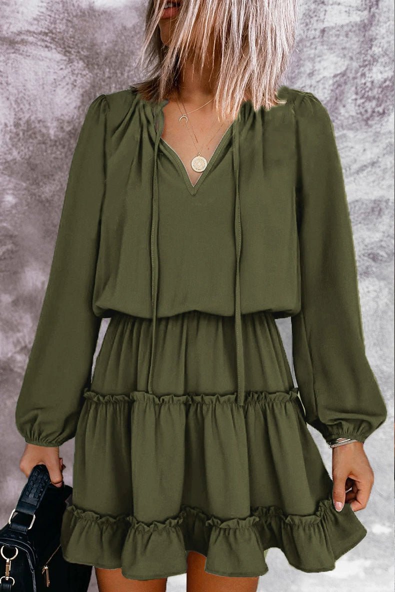 2024 Autumn Solid Color Thin Jumpsuit Skirt Fashion Slim Looking Temperament Commute Pullover Loose Knee - Length Dress Women - Kaiju Mafia