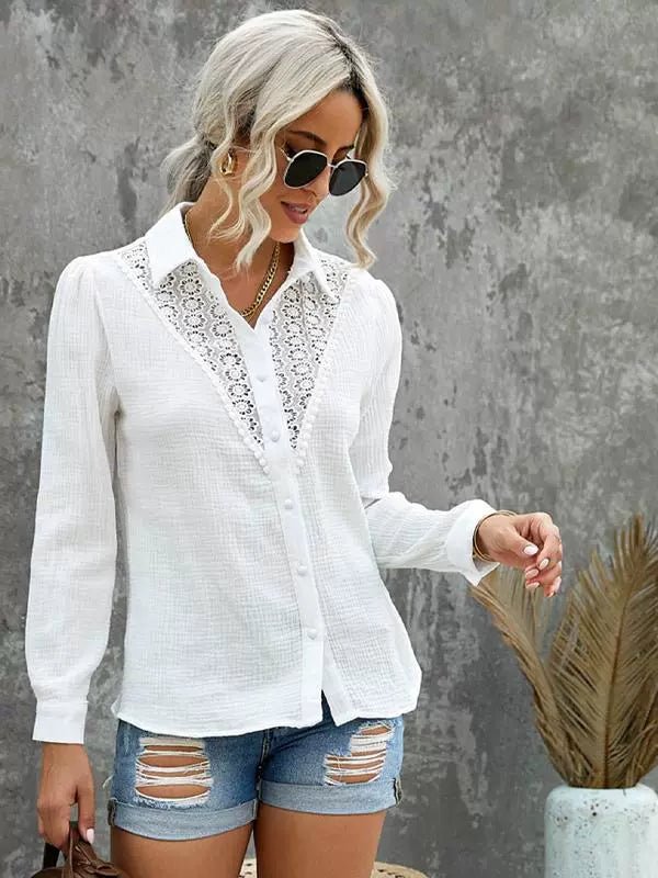 2024 New Arrival Lace Cut Out Long Sleeve Shirt Coat - Kaiju Mafia