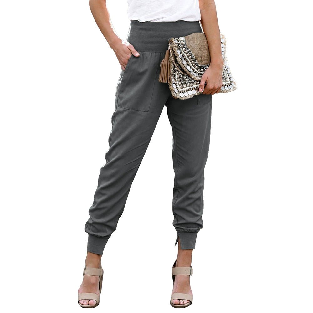 High Waist Nine Points European and American Fashion Minimalist Loose - Fit Tappered Trousers - Kaiju Mafia