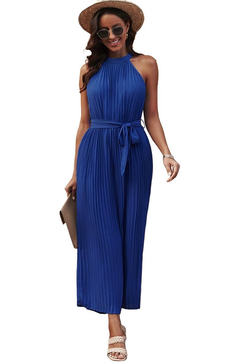 2024 Summer New Arrival Pure Color Halter Jumpsuit Women&