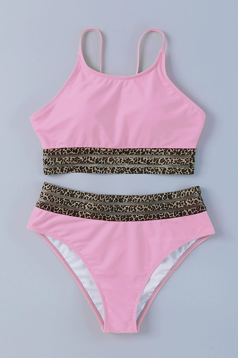 2024 Summer Leopard Print Print Separates Swimsuit Fashion with Chest Pad Wireless Cup Triangle Bikini Swimsuit Two - Piece Suit - Kaiju Mafia