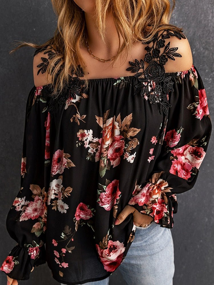 Autumn and Winter Printing Long Sleeves Fashion Pullover Tops Chiffon Shirt - Kaiju Mafia