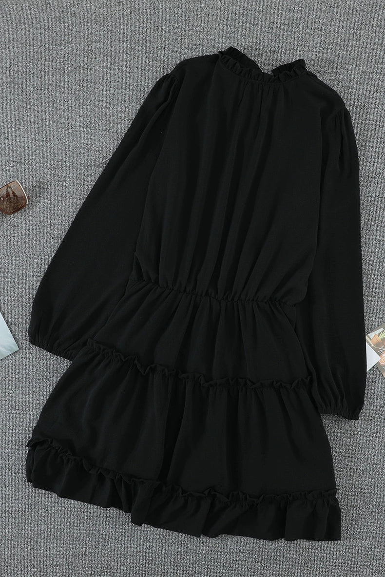 2024 Autumn Solid Color Thin Jumpsuit Skirt Fashion Slim Looking Temperament Commute Pullover Loose Knee - Length Dress Women - Kaiju Mafia