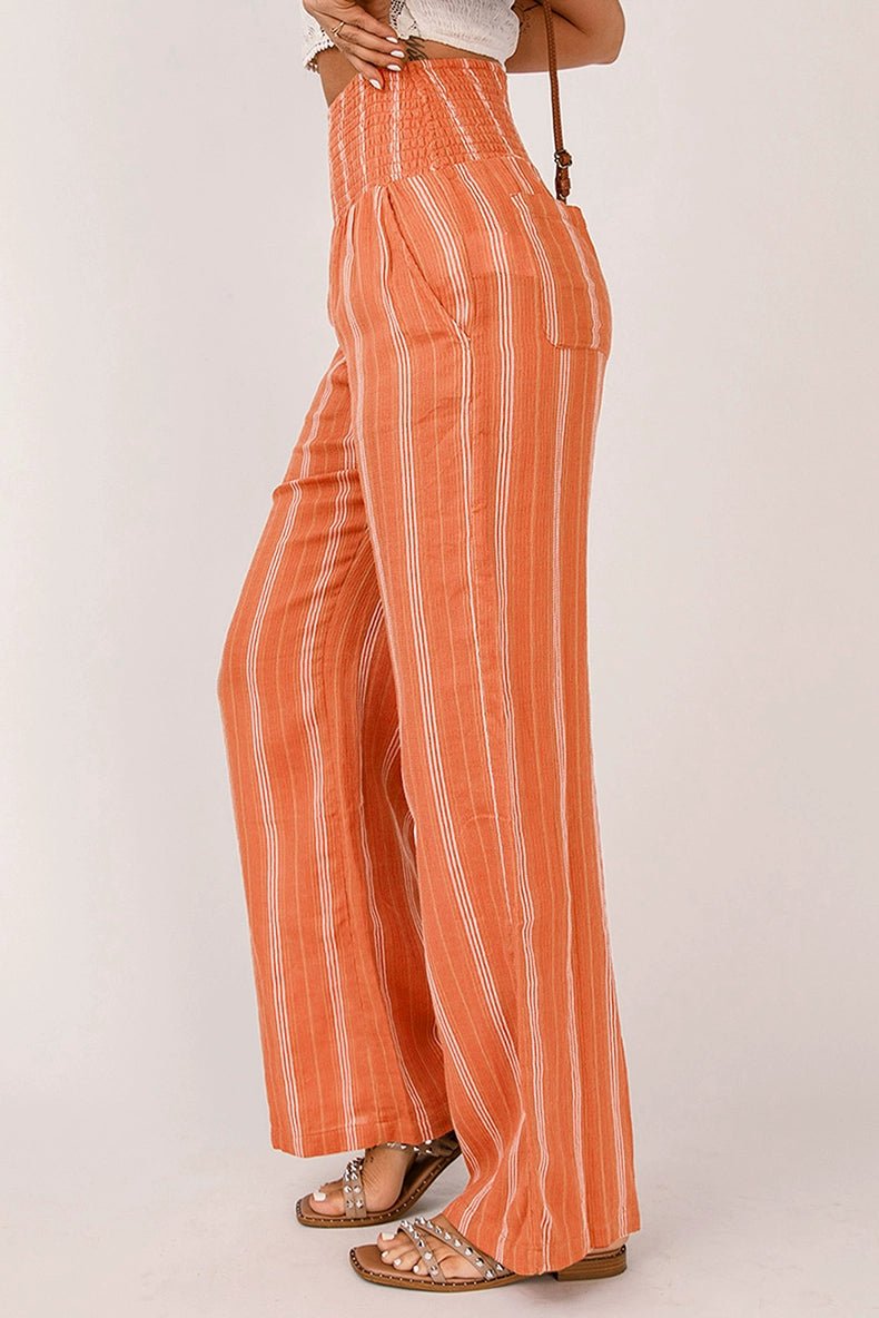 Stripes Personality Slim Fit High Waist Thin Straight - leg Casual Pants - Kaiju Mafia