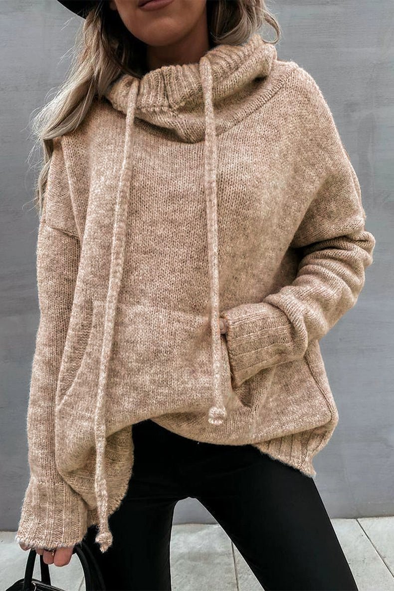 2024 Fashion Pure Color Kangaroo Pocket Turtleneck Knitting Sweater Female Winter New Arrival Thickened Heattech Thickening Sweater Female - Kaiju Mafia