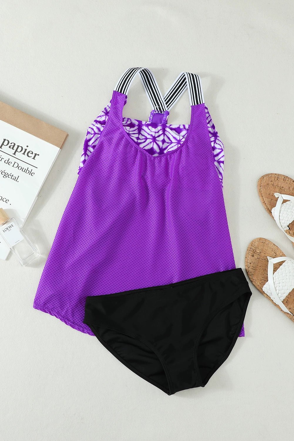 European American Summer New Cover Belly Conservative Separates Swimsuit Female Amazon Fashion with Chest Pad U Collar Swimsuit Two - Piece Suit - Kaiju Mafia