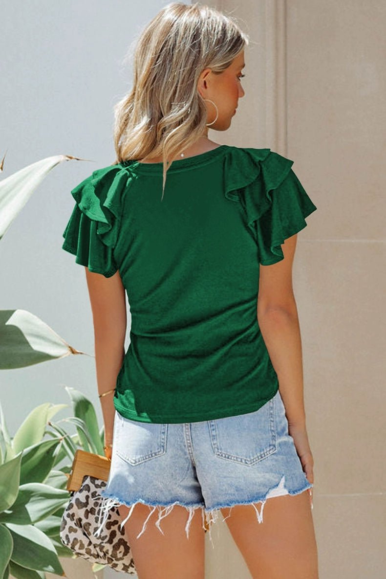 Pleated Summer Silm Thin Top T-shirt with Short Sleeves - Kaiju Mafia