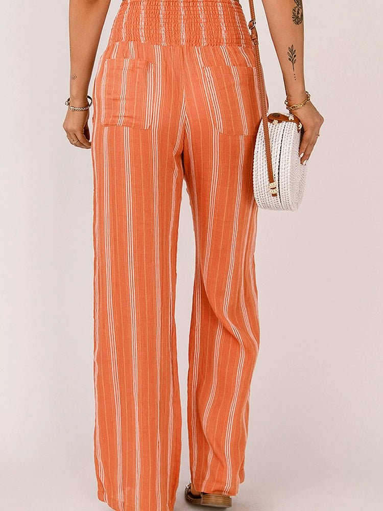 Stripes Personality Slim Fit High Waist Thin Straight - leg Casual Pants - Kaiju Mafia