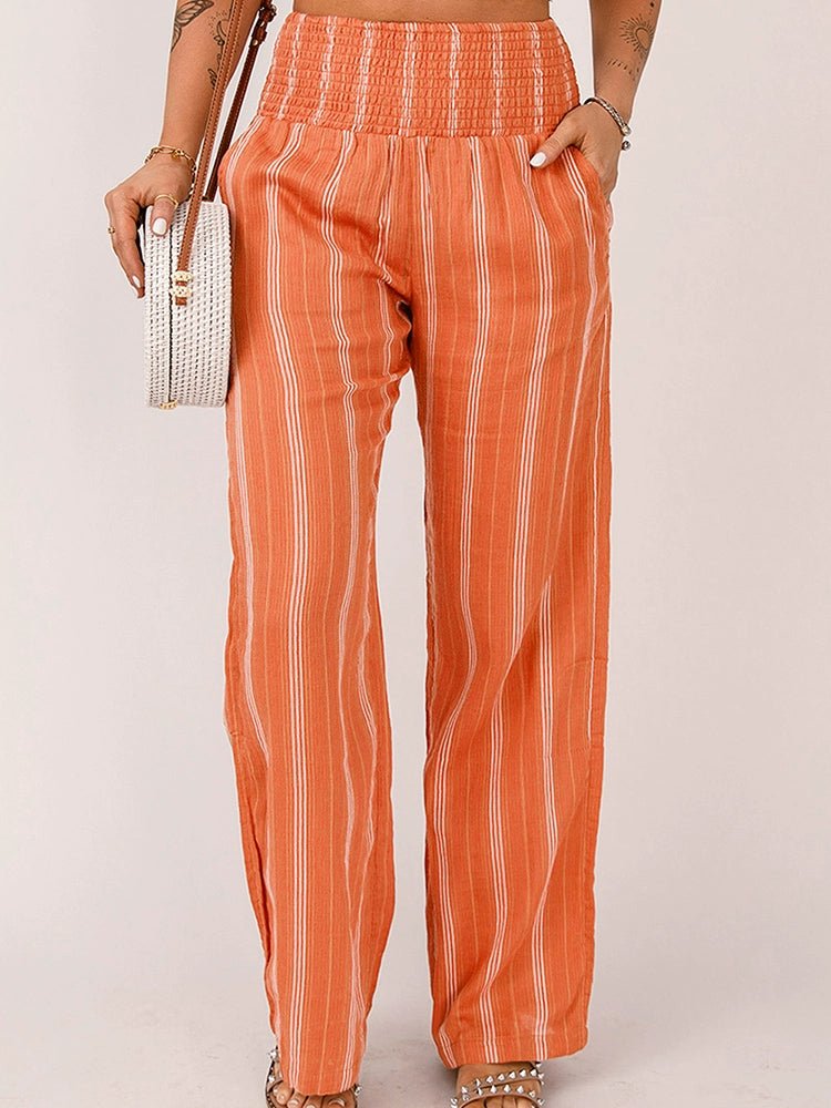 Stripes Personality Slim Fit High Waist Thin Straight - leg Casual Pants - Kaiju Mafia