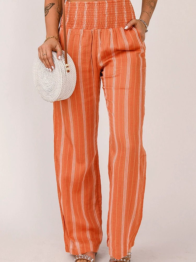 Stripes Personality Slim Fit High Waist Thin Straight - leg Casual Pants - Kaiju Mafia