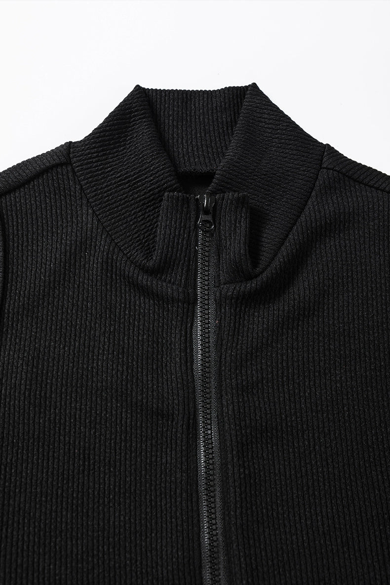 Fashion Pure Color Zipped Stand Collar Sleeveless Leotard Women&