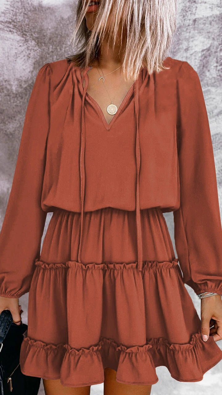 2024 Autumn Solid Color Thin Jumpsuit Skirt Fashion Slim Looking Temperament Commute Pullover Loose Knee - Length Dress Women - Kaiju Mafia