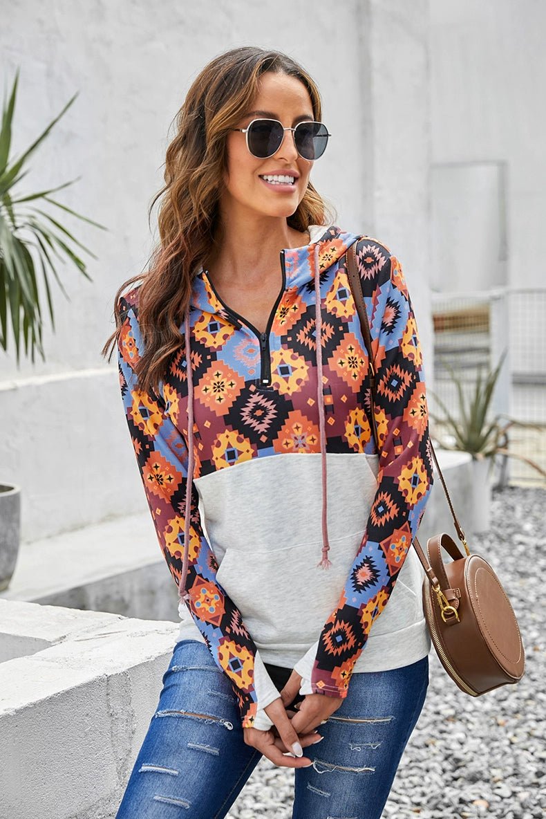 Special Offer Fashion Pullover Hooded Long Sleeve Sweater Women 2024 Autumn Plaid Printed Stitching Warm Tops Women - Kaiju Mafia